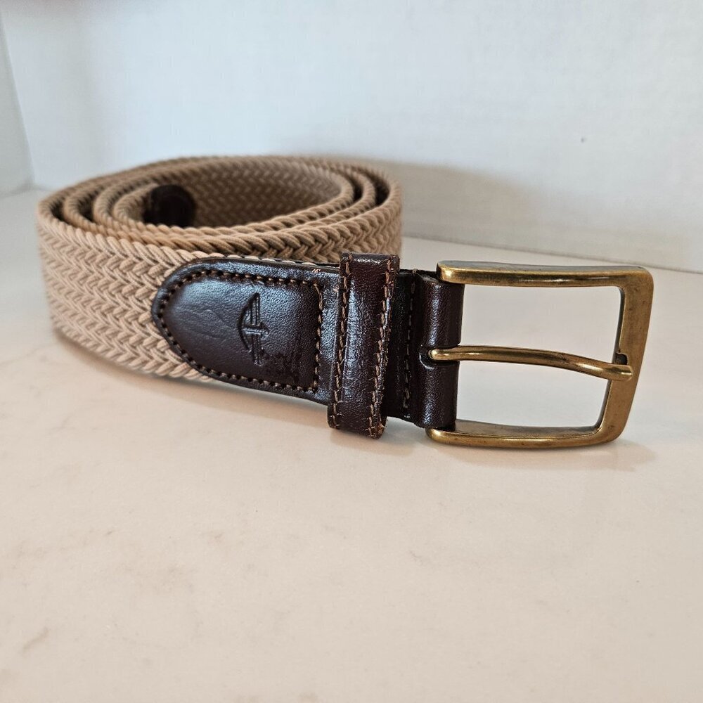 Dockers Mens Leather &‎ Woven Braided Belt - Brown/Tan 42 Inch